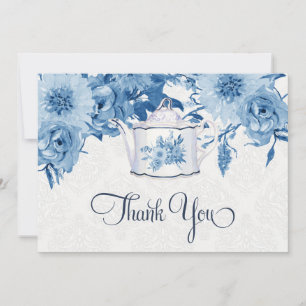 Tea Party Merci de noter Navy Blue n White Floral