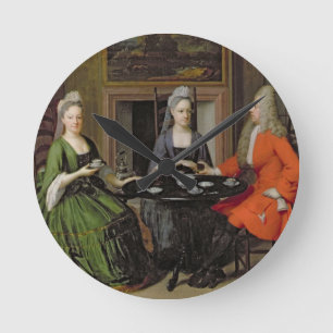 Tea Party (olie op canvas) Ronde Klok