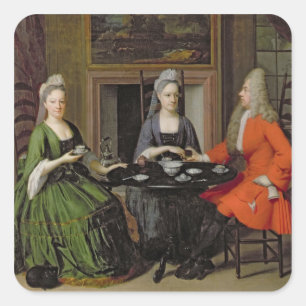Tea Party (olie op canvas) Vierkante Sticker