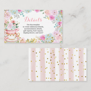 Tea Party Pastel Floral Douche Détails Carte