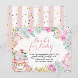 Tea Party Pastel Flowers Boeken voor baby Uitnodiging Briefkaart