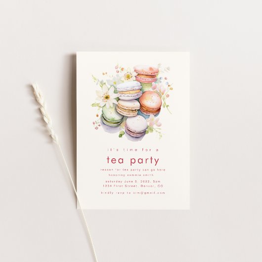 Tea Party Patisserie Invitation avec Macarons