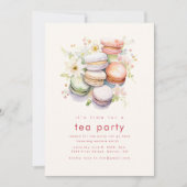 Tea Party Patisserie Invitation avec Macarons (Devant)