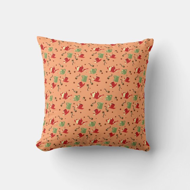  Tea Party Pattern - grillige theepotten, beker Kussen (Voorkant)