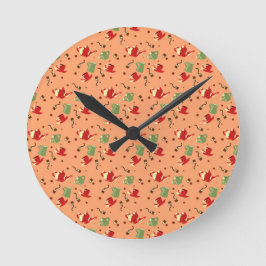  Tea Party Pattern - grillige theepotten, beker Ronde Klok