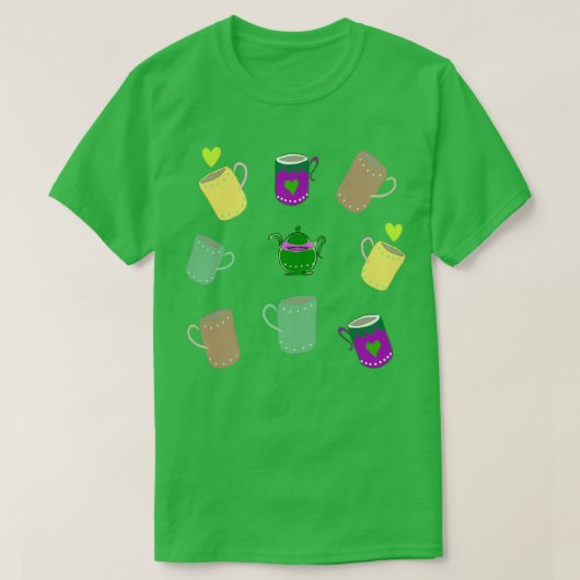 Tea Party Pattern Hand Drawn Mokken and Teapots T-shirt (Design voorkant)