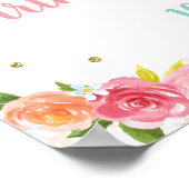 Tea Party Pink Gold Floral Birthday Welkom Poster (Hoek)