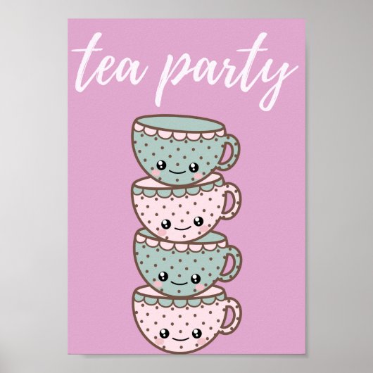 Tea Party roze Poster (Voorkant)