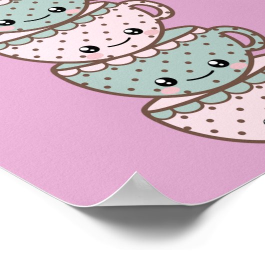 Tea Party roze Poster (Hoek)