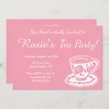 Tea Party roze Rose Teacup Custom Invitations
