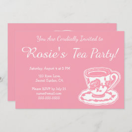 Tea Party roze Rose Teacup Custom Invitations Kaart