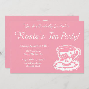 Tea Party roze Rose Teacup Custom Invitations Kaart