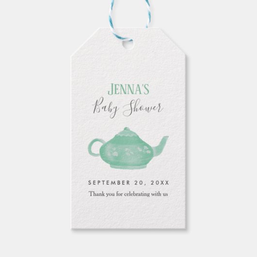 Tea Party Shabby Chic Baby shower Bedankt Cadeaulabel (Voorkant)