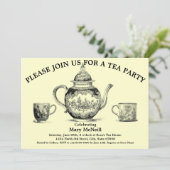Tea Party Sjabloon Uitnodiging (Staand voorkant)