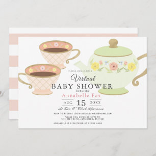 Tea Party Tea Pot & Cups Virtual Baby shower Kaart