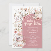 Tea Party uitnodiging Wildflower Laten we partea (Voorkant)