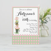 Tea Party Un-jarig Uitnodiging (Staand voorkant)