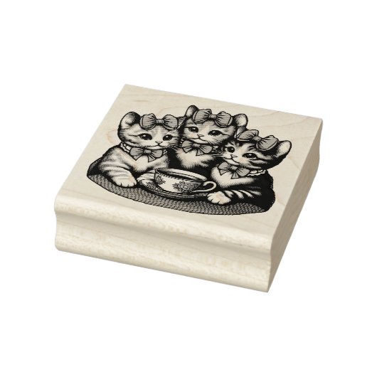 Tea Party van de Kittens Rubberstempel (Stempel)