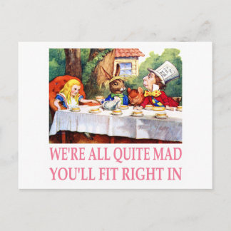 Tea Party van de Mad Hatter in Alice in Wonderland Uitnodiging Briefkaart