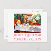 Tea Party van de Mad Hatter in Alice in Wonderland Uitnodiging Briefkaart (Voorkant / Achterkant)