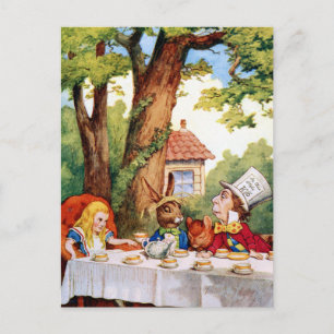 Tea Party van de Mad Hatter in Wonderland Briefkaart