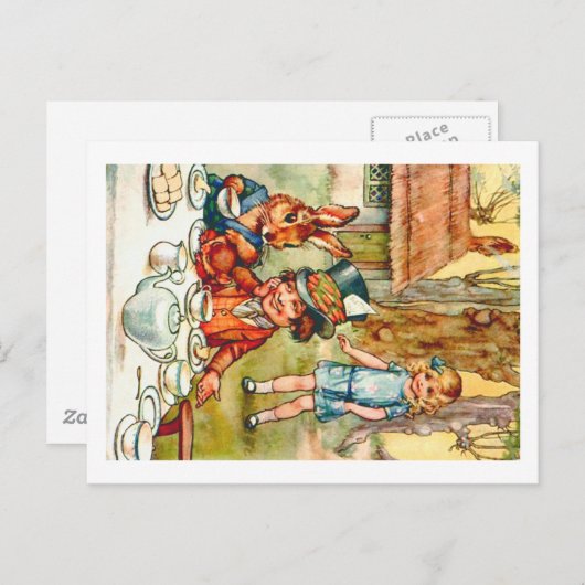 Tea Party van Mad Hatter - Alice in Wonderland Briefkaart (Voorkant / Achterkant)