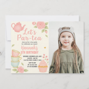 Tea Party Verjaardag Uitnodiging met Bloemen