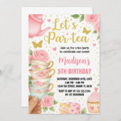 Tea Party verjaardagsuitnodiging met bijpassende t Kaart (Voorkant / Achterkant)