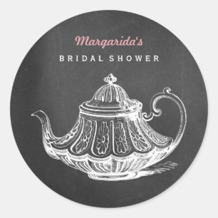  Tea Party Vrijgezellenfeest Chalkboard Theepot Ronde Sticker