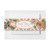 Tea Party Vrijgezellenfeest Chevron Stripes Roos Uitnodigingen Wikkel (Voorkant Voorbeeld)