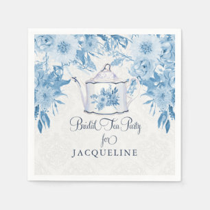 Tea Party Vrijgezellenfeest Dusty Blue n White Flo Servet