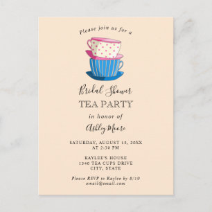 Tea Party Vrijgezellenfeest Elegant Cute Aftermidd Briefkaart