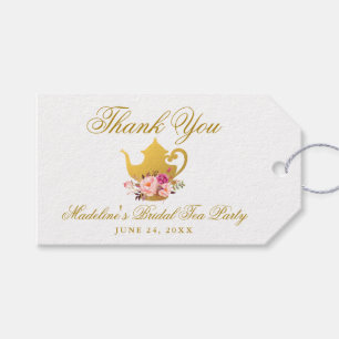 Tea Party Vrijgezellenfeest Goud Roze Dank u Cadeaulabel