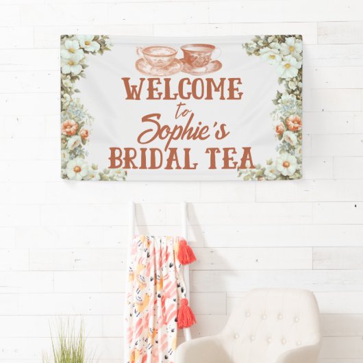 Tea Party Vrijgezellenfeest in Terracotta en Paste Spandoek (Insitu)