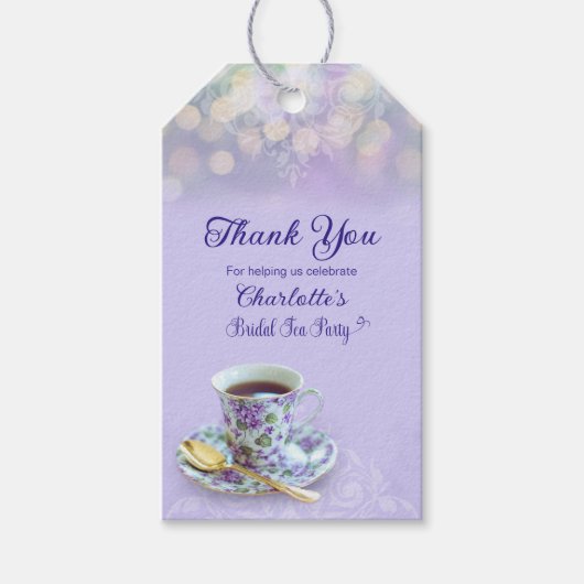  Tea Party Vrijgezellenfeest Lavendel Cadeaulabel (Voorkant)