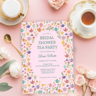 Tea Party Vrijgezellenfeest Schattige Kleurrijke C Kaart
