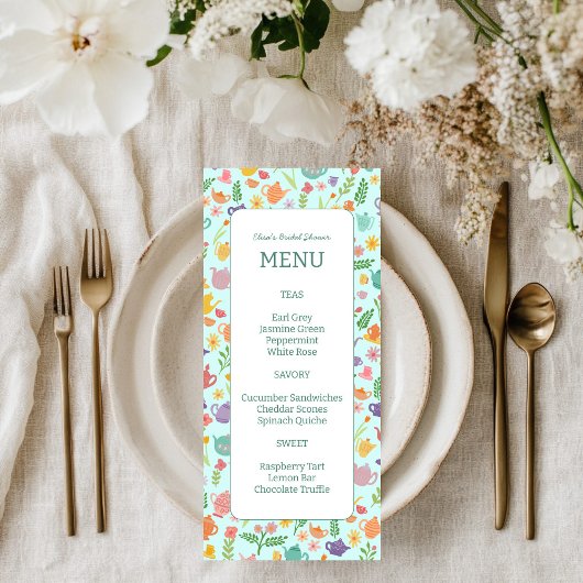 Tea Party Vrijgezellenfeest Schattige Kleurrijke C Menu