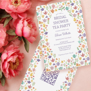Tea Party Vrijgezellenfeest Schattigee CUSTOM QR C Kaart