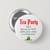 Tea Party, WAAROM? Ronde Button 5,7 Cm (Voorkant /achterkant)