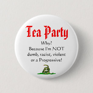 Tea Party, WAAROM? Ronde Button 5,7 Cm