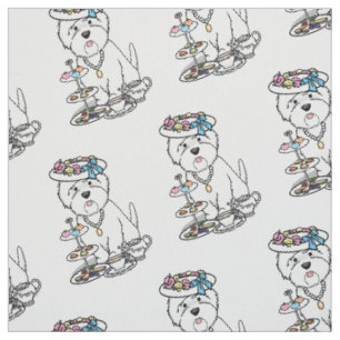 Tea Party Westie - West Highland White Terrier Stof