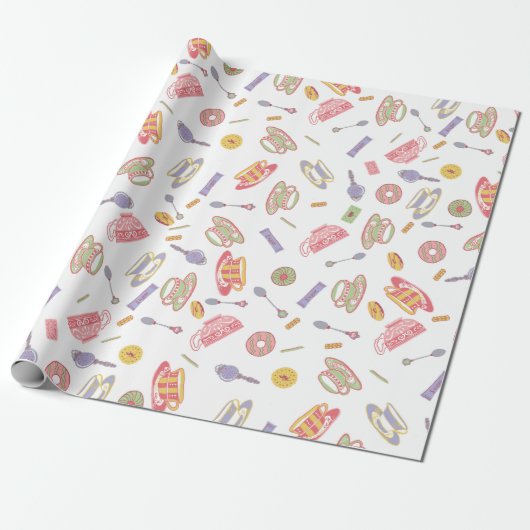 Tea Party wrapping paper Cadeaupapier (Uitgerold)