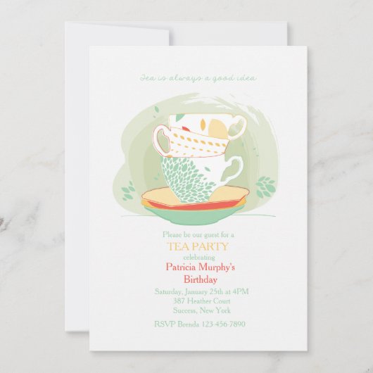 Tea Please Party Invitation Kaart (Voorkant)
