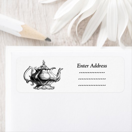 Tea Pot adreslabel Sticker Lighthouse Route (Insitu)