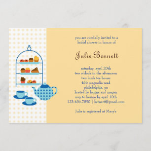 Tea Pot and Pastries Bridal Shower Invitation Kaart
