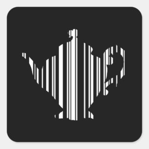 TEA POT BAR CODE Teapot Barcode Patroon Design Vierkante Sticker