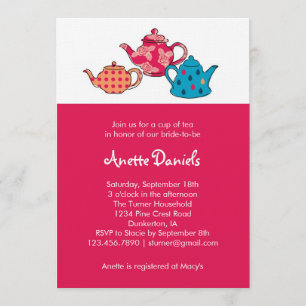 Tea Pot Bridal Shower Invitation Kaart