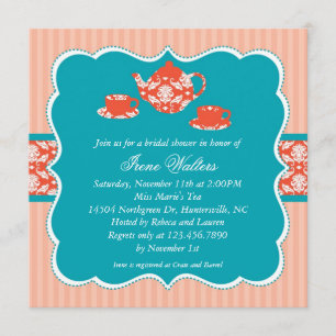 Tea Pot Bridal Shower Invitation Kaart