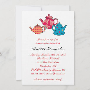 Tea Pot Bridal Shower Invitation Kaart
