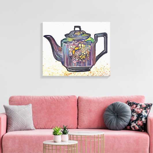 Tea pot canvas afdruk (Insitu (Woonkamer))